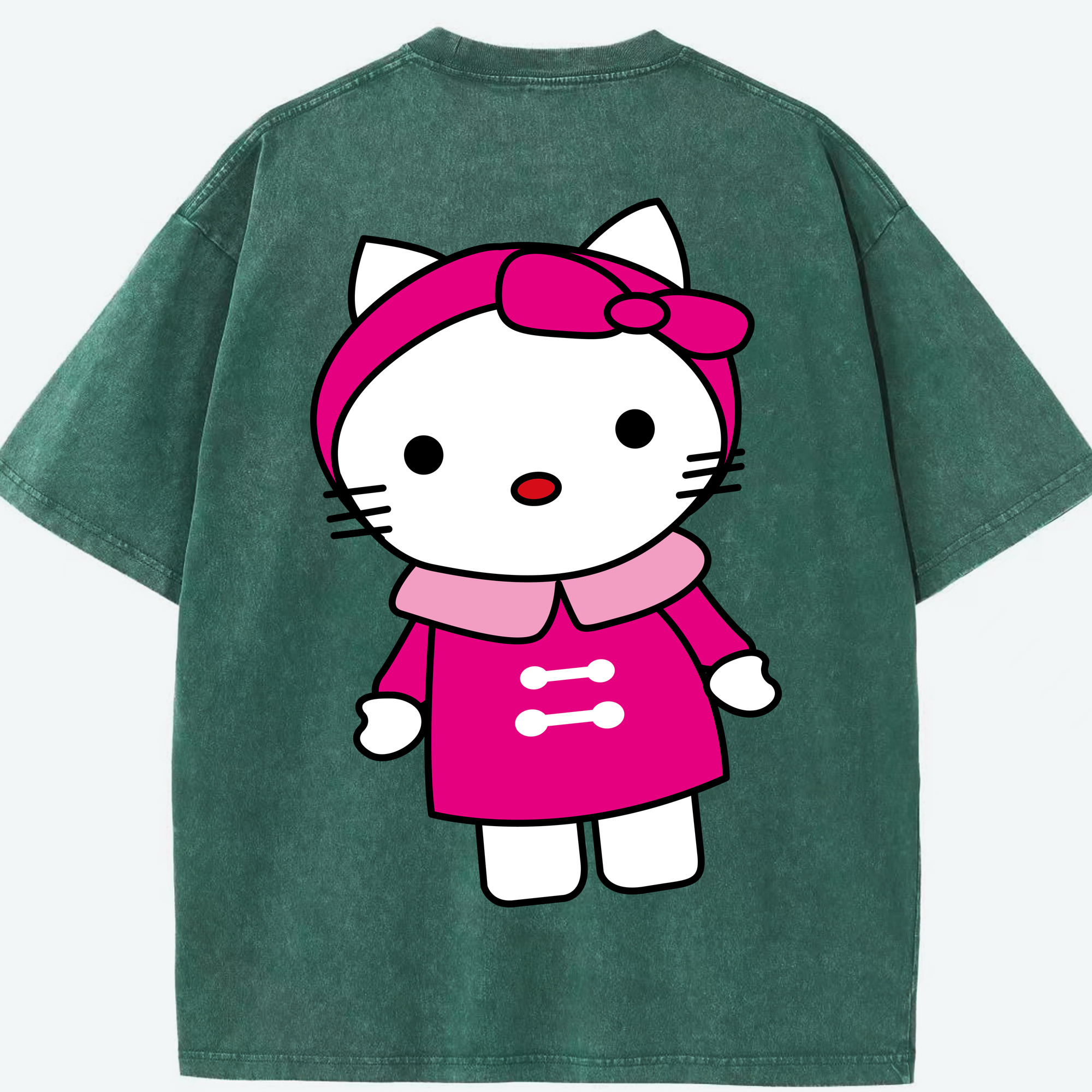 （画像用） Hello Kitty ハローキティ 綿100% ヴィンテージ風 半袖Tシャツ（背面プリント）